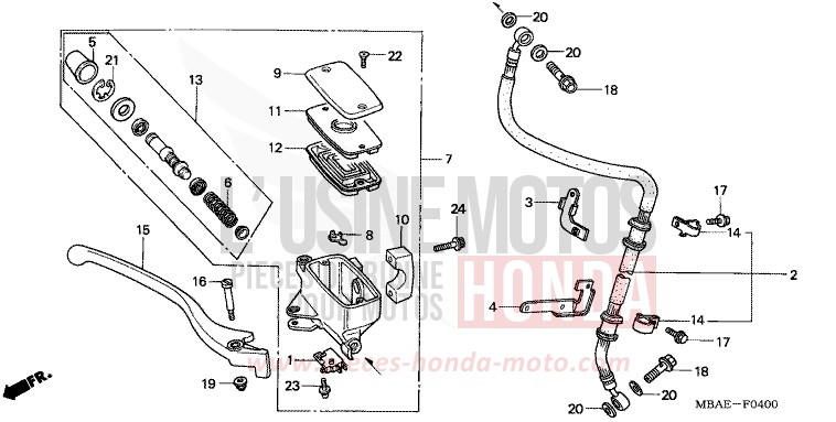 MAITRE-CYLINDRE FREIN AV. de Shadow Aero LIGHT CUPPER METALLIC-S (YR118K) de 2000